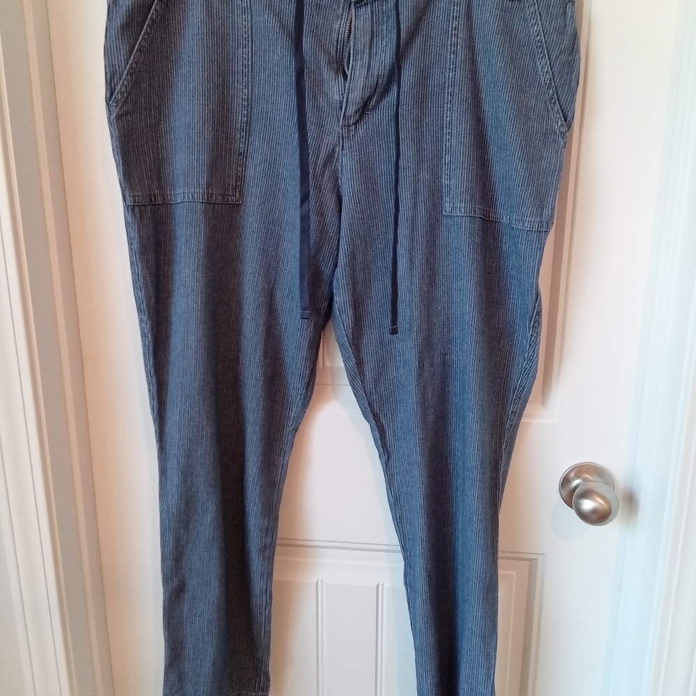 Rider by Lee Plus Size 16 Mid Rise Regular Fit Striped Denim Straight Leg Pants